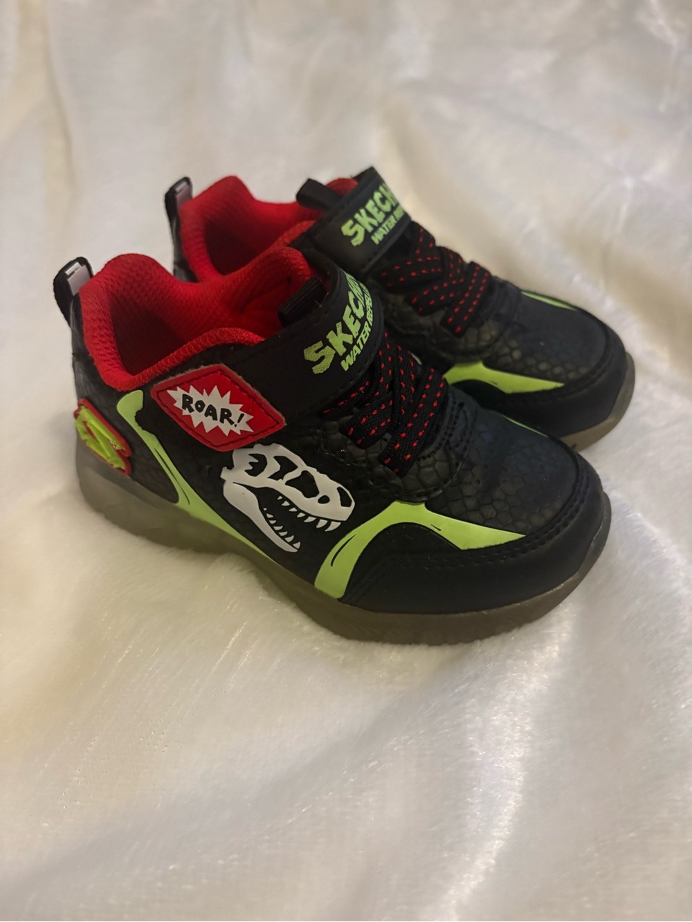 Skechers Toddler Black, Green & Red Dino Light-Up Sneakers